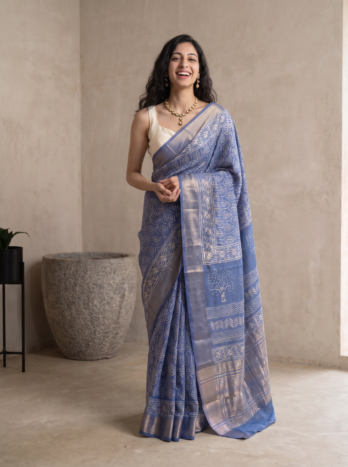 Rajneel Maheshwari Cotton Silk Saree