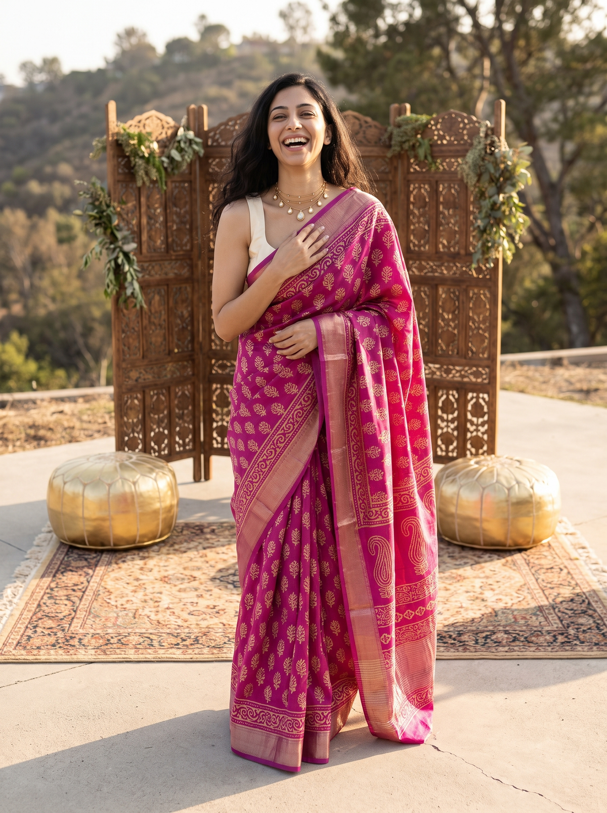 Kanakdhara Maheshwari Cotton Silk Saree