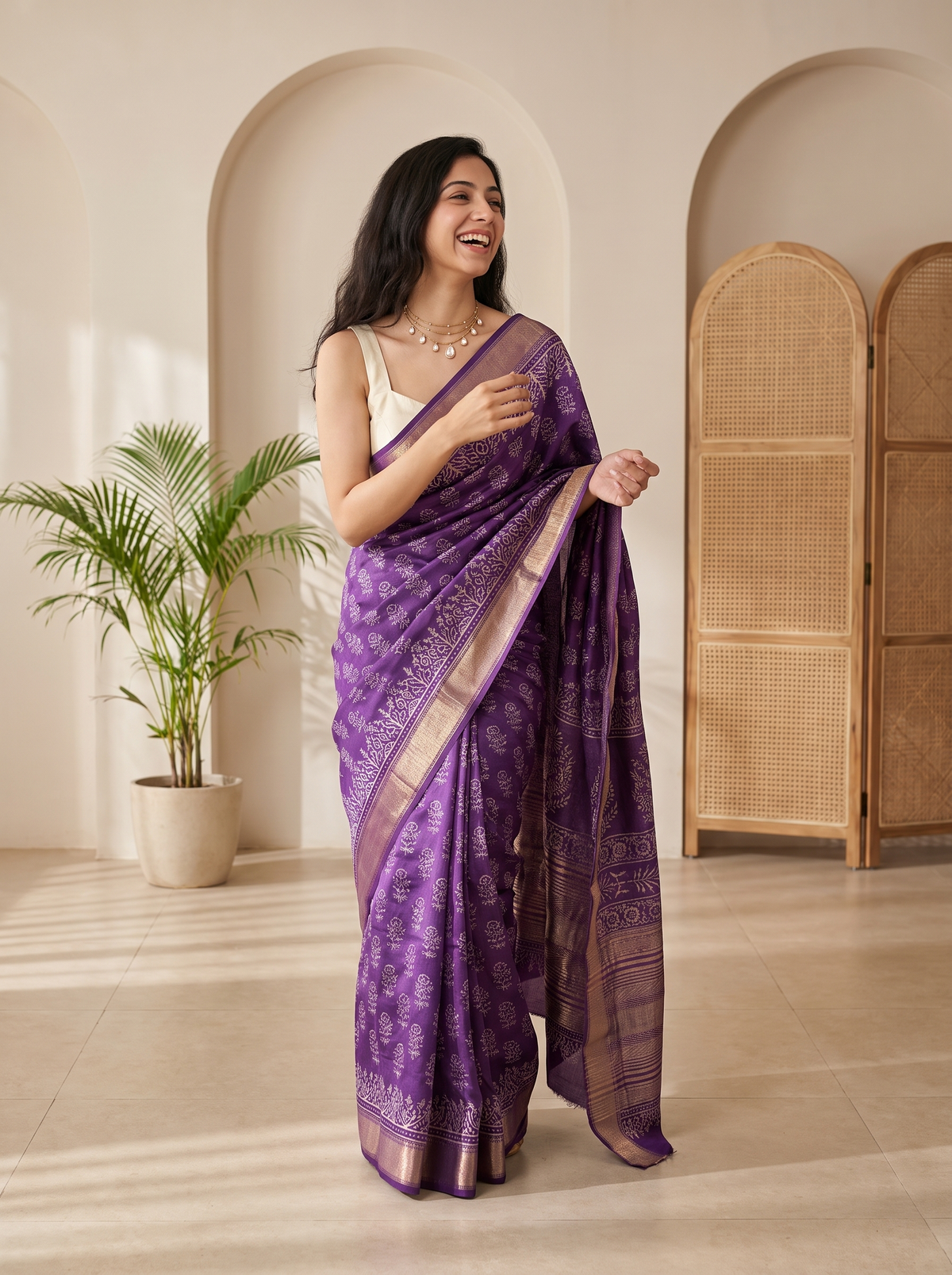 Amethyst Royale Maheshwari Saree