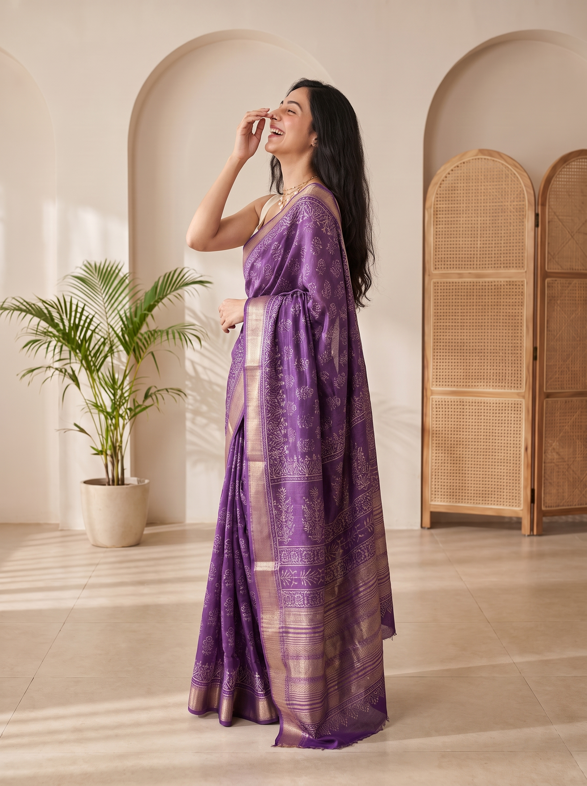 Amethyst Royale Maheshwari Saree
