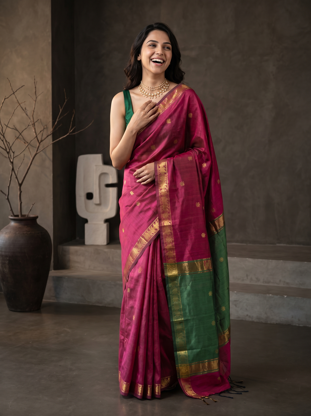 Sunehri Adaa Maheshwari Cotton Saree