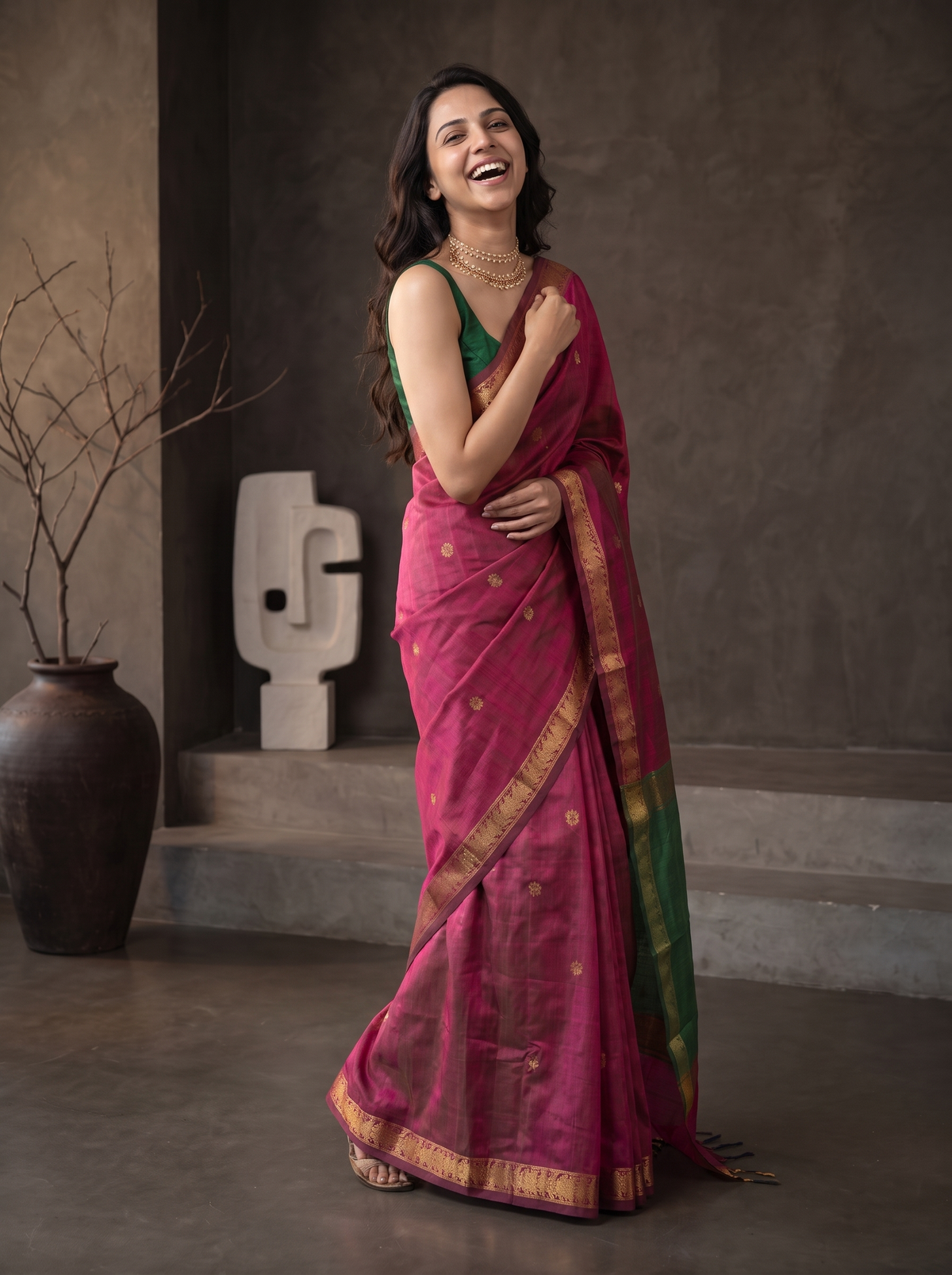 Sunehri Adaa Maheshwari Cotton Saree