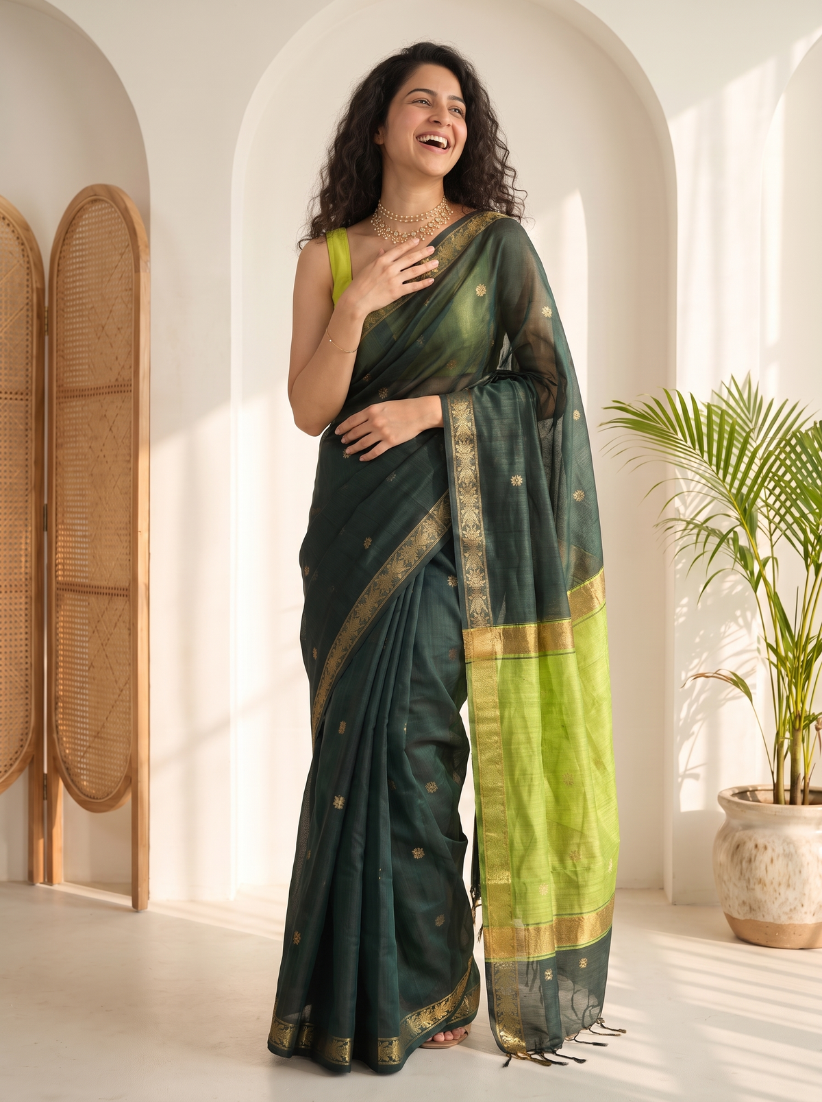 Gulaira Maheshwari Cotton Saree