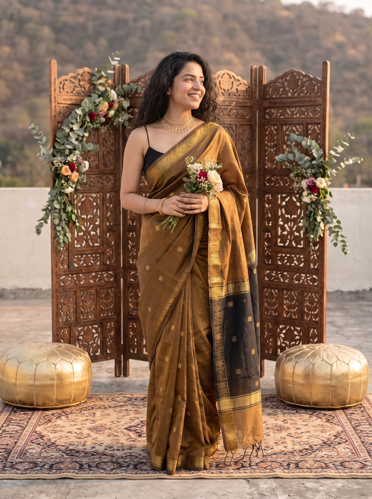Walnut Royale Banarasi Cotton Saree