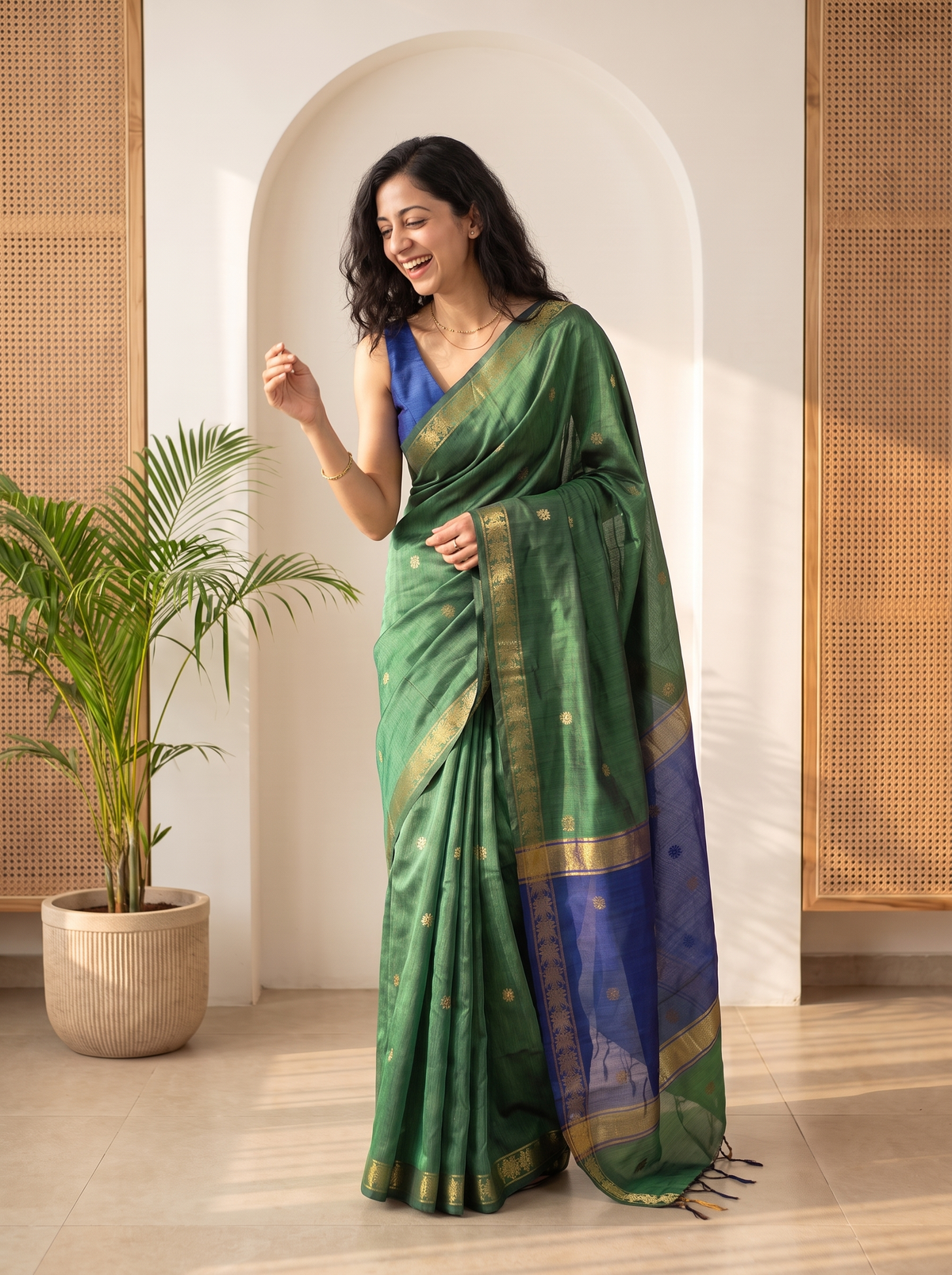 Mehendi Mahal Banarasi Cotton Saree