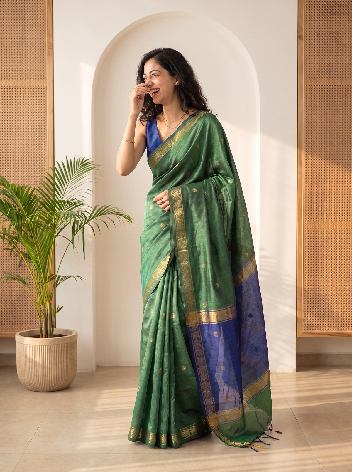 Mehendi Mahal Banarasi Cotton Saree
