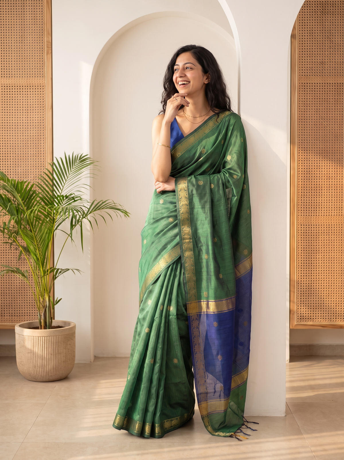 Mehendi Mahal Banarasi Cotton Saree