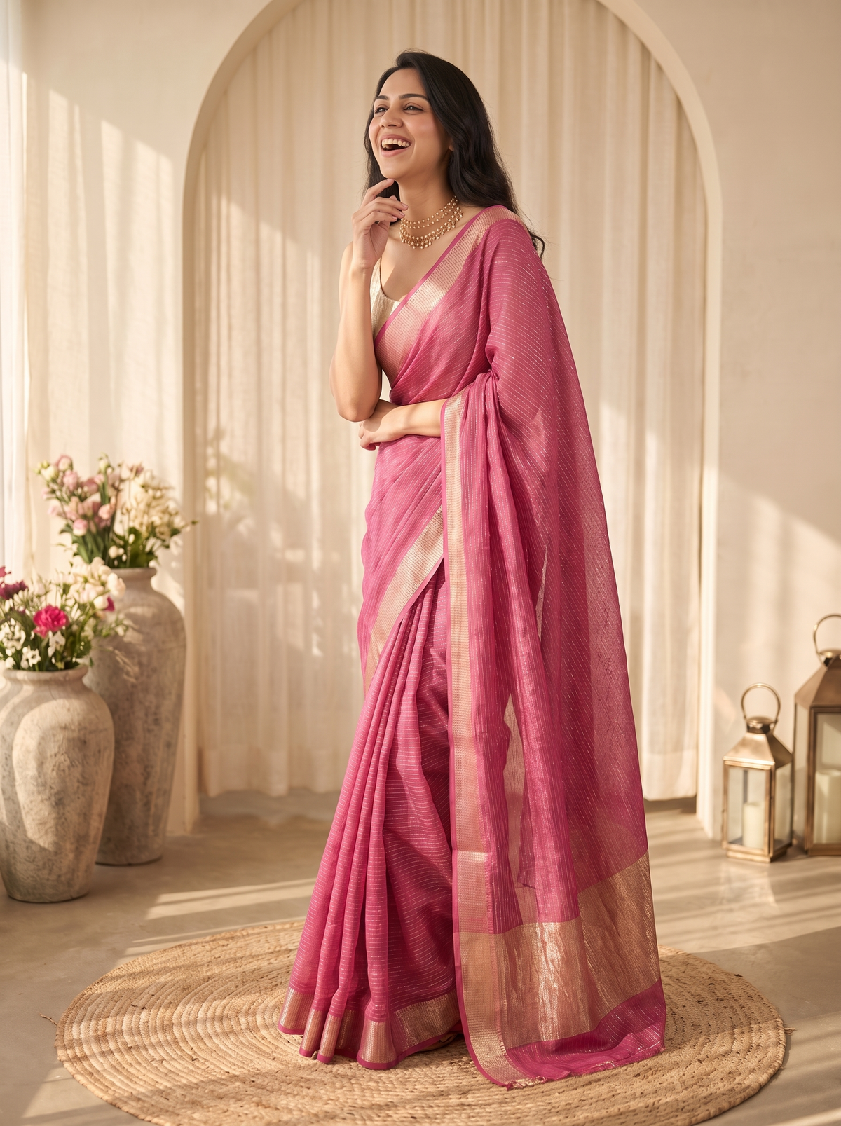 Morni Jari Silk Saree