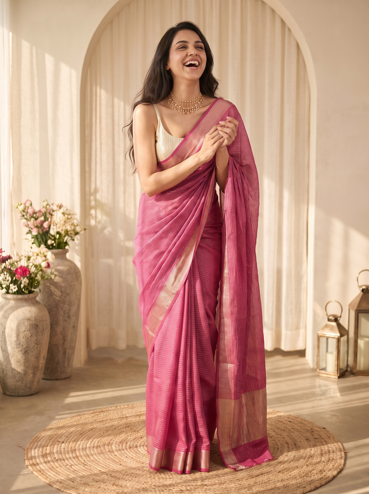 Morni Jari Silk Saree