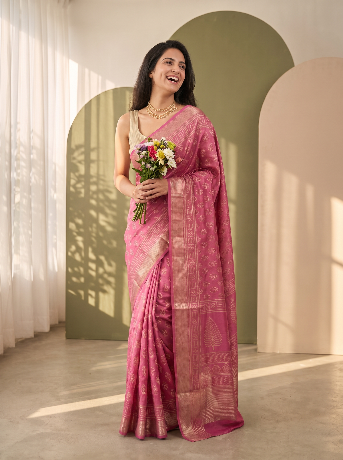 Gulrang Maheshwari Cotton Silk Saree
