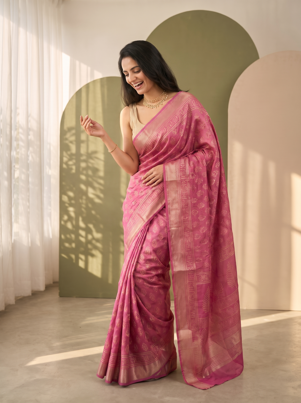 Gulrang Maheshwari Cotton Silk Saree