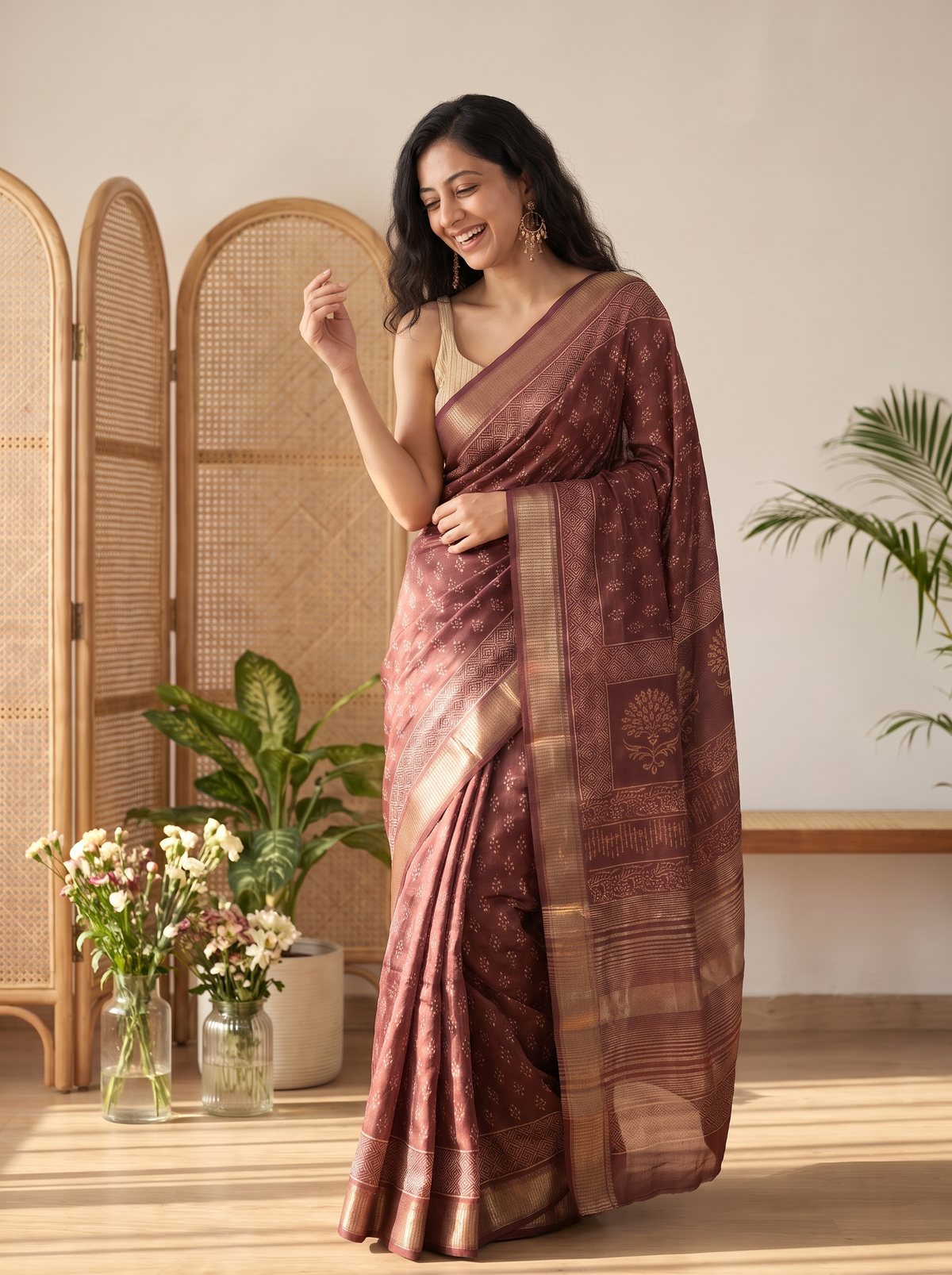 Patakha Maheshwari Cotton Silk Saree