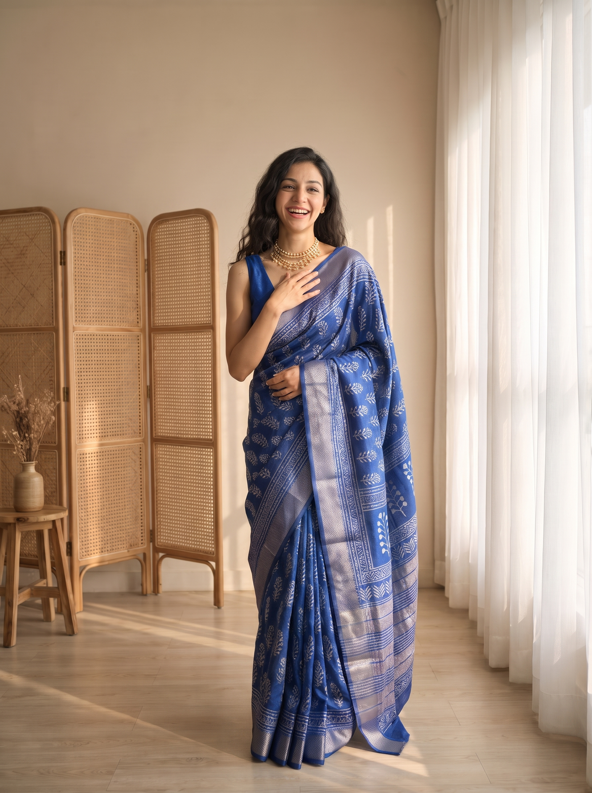Ojasra Maheshwari Cotton silk saree
