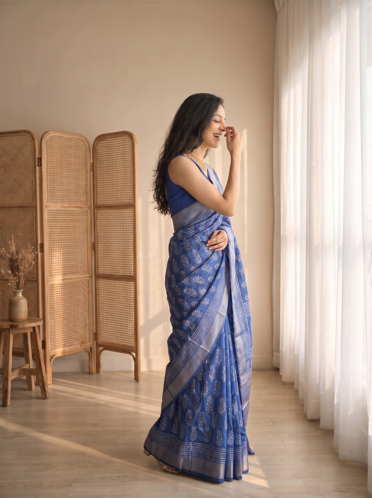 Ojasra Maheshwari Cotton silk saree