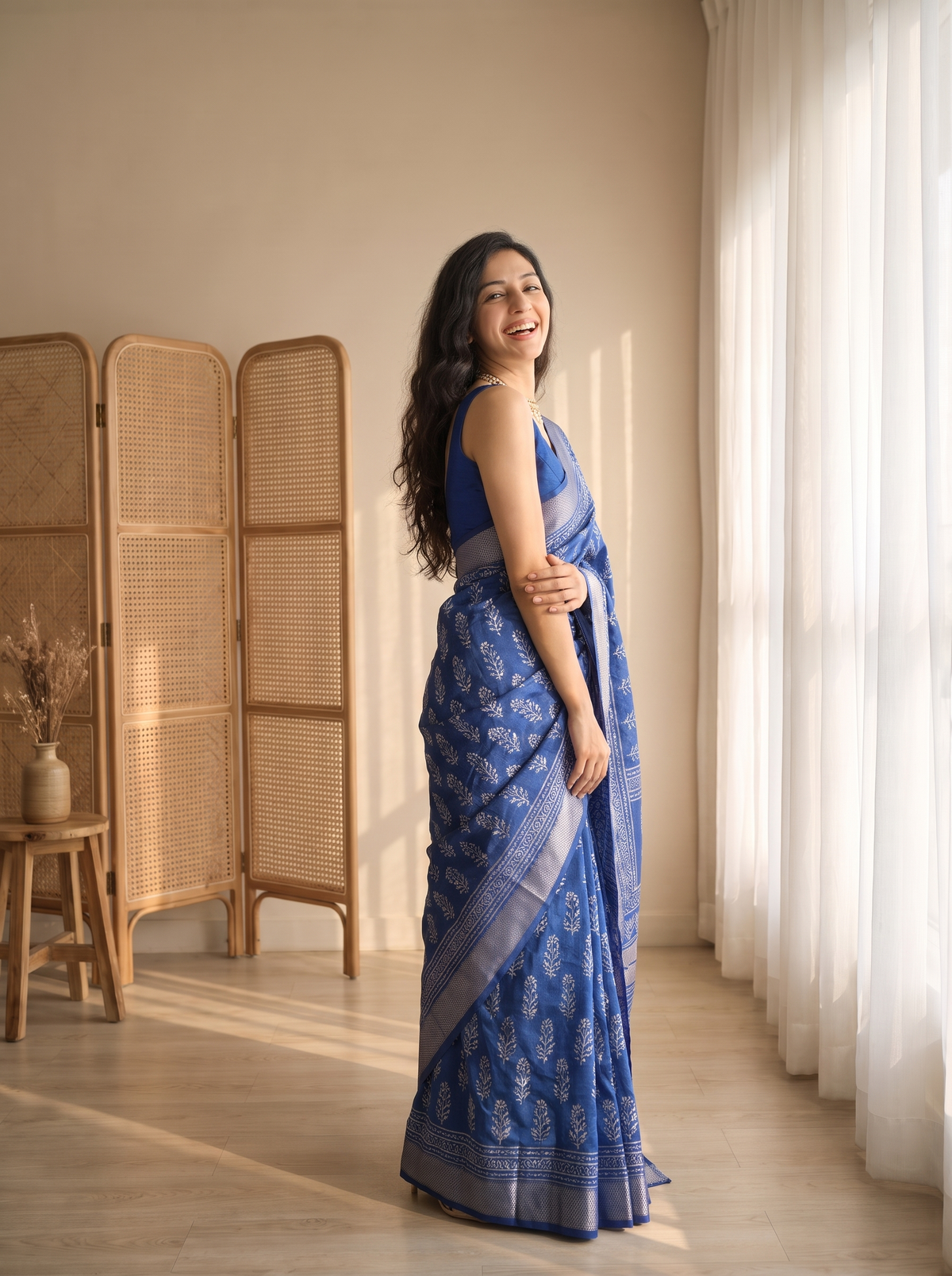 Ojasra Maheshwari Cotton silk saree
