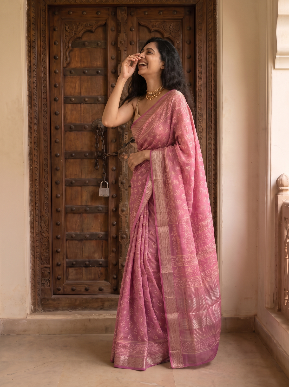 Suvana Maheshwari Cotton Silk Saree