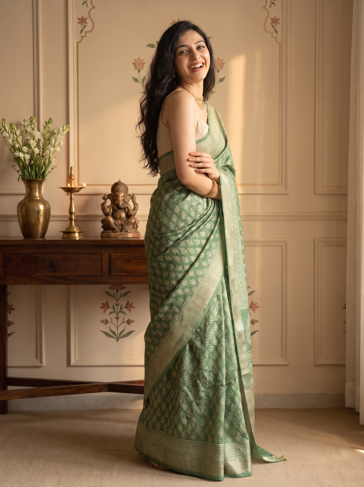 Anvaya Maheshwari Cotton Silk Saree