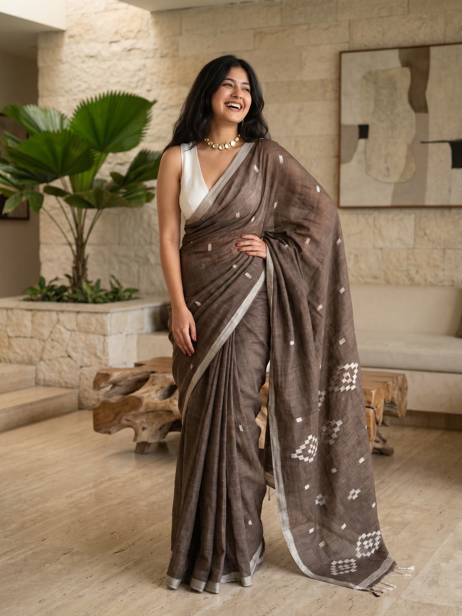 Sandal Shade Cotton Saree