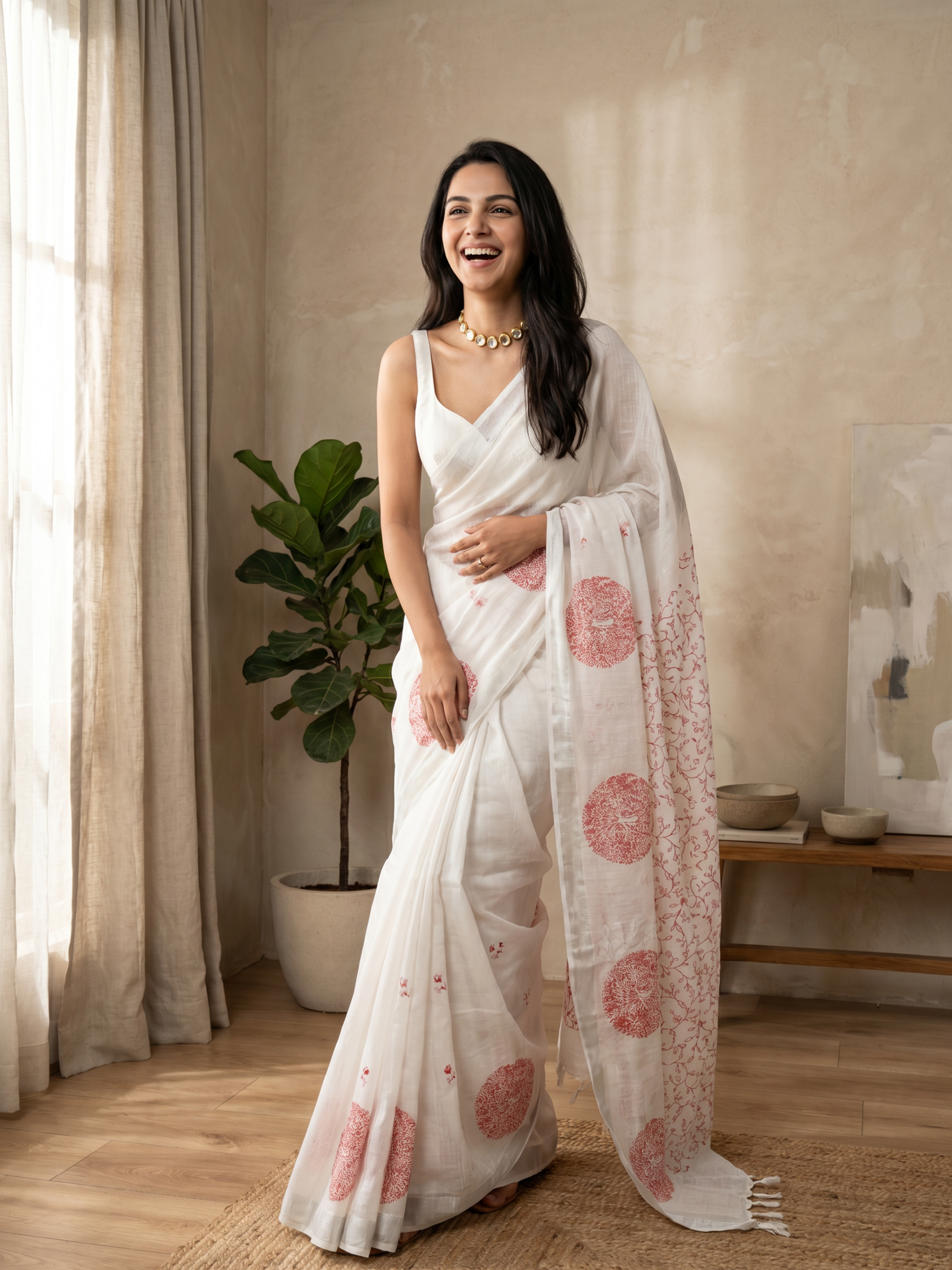 Chandani Red Zari Saree