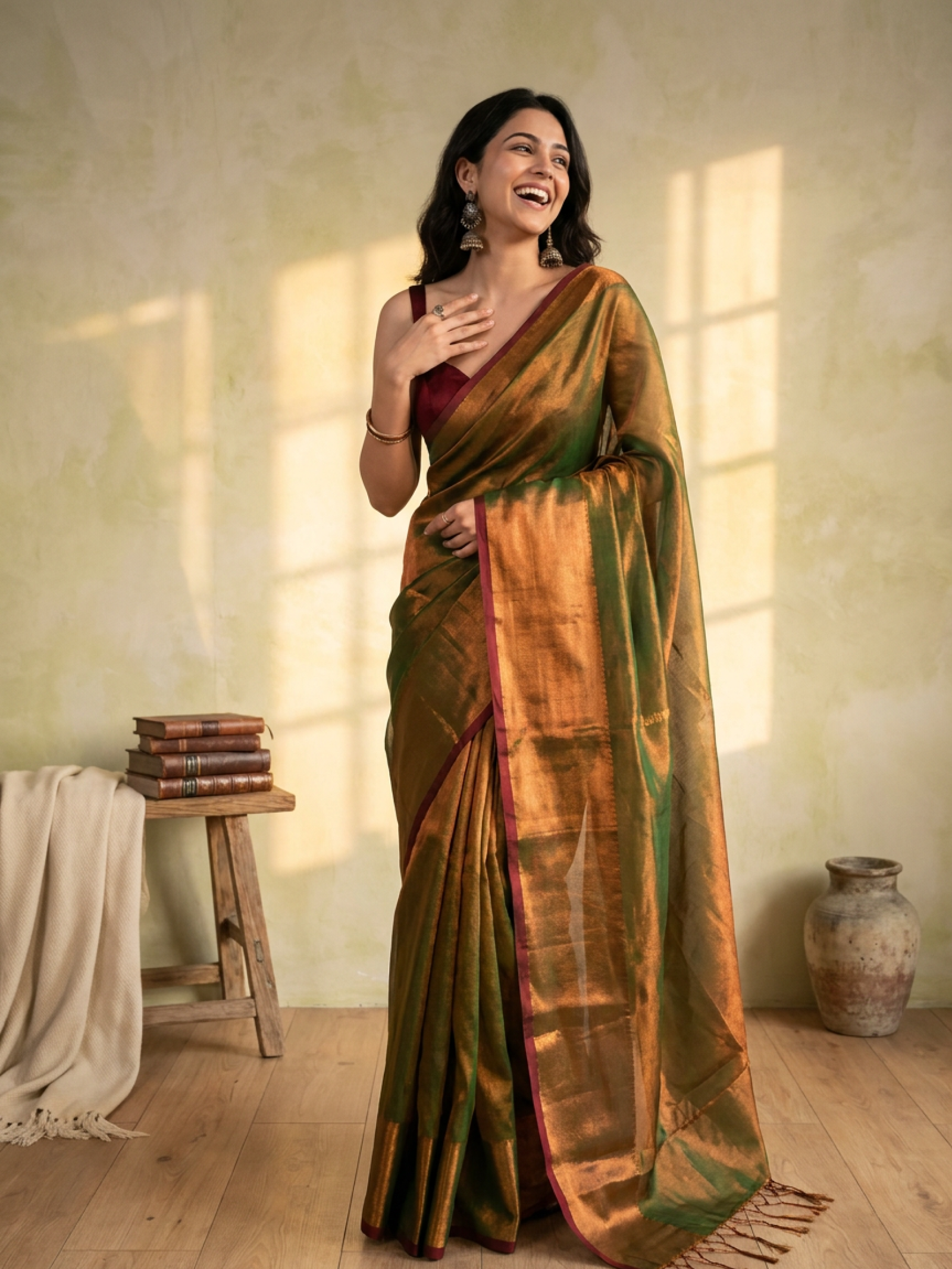 Parakeet Cotton Tissue Saree