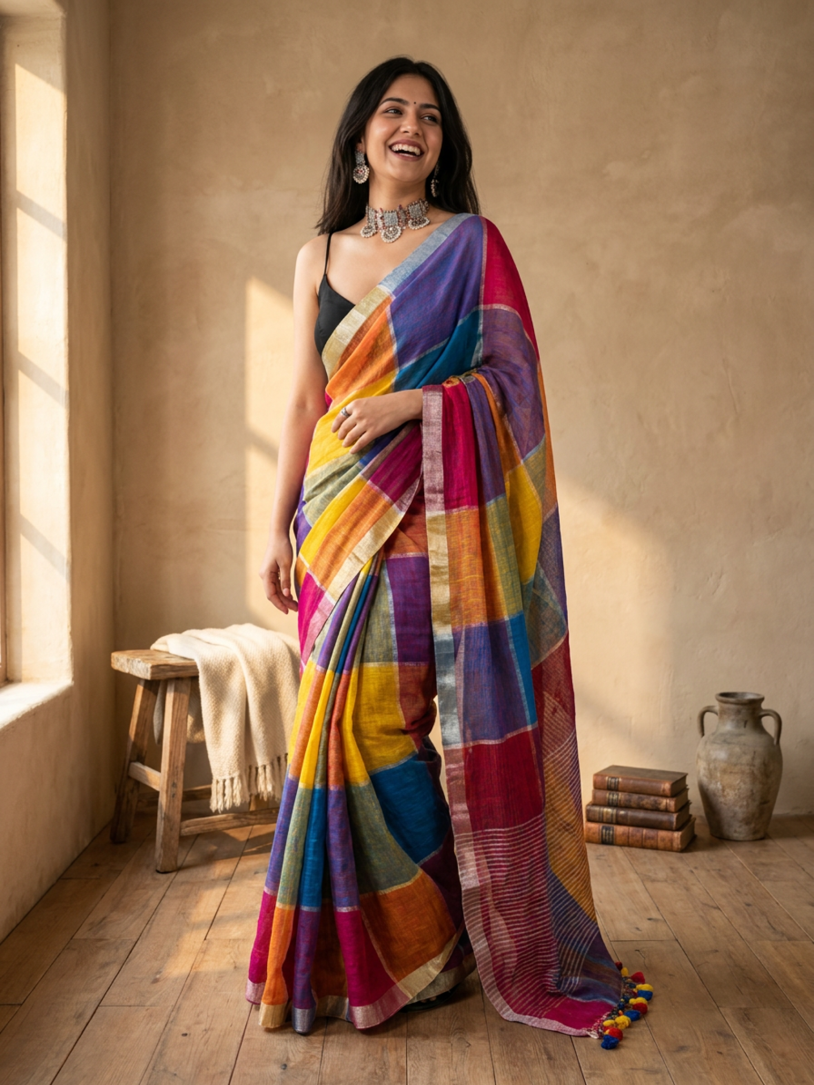 Sunset Linen Saree