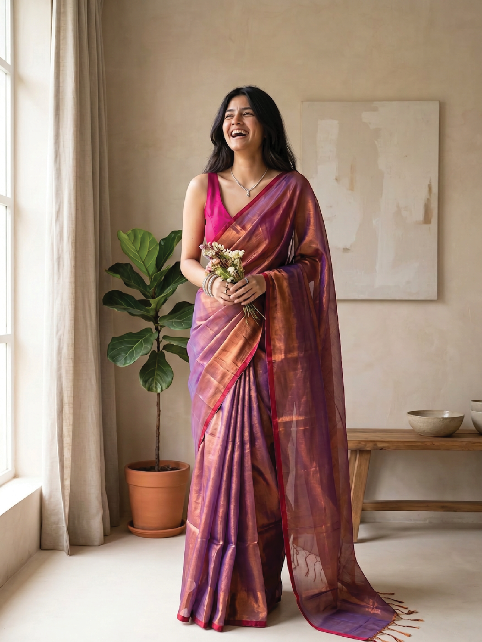 Jhilmil Cotton Tissue Saree
