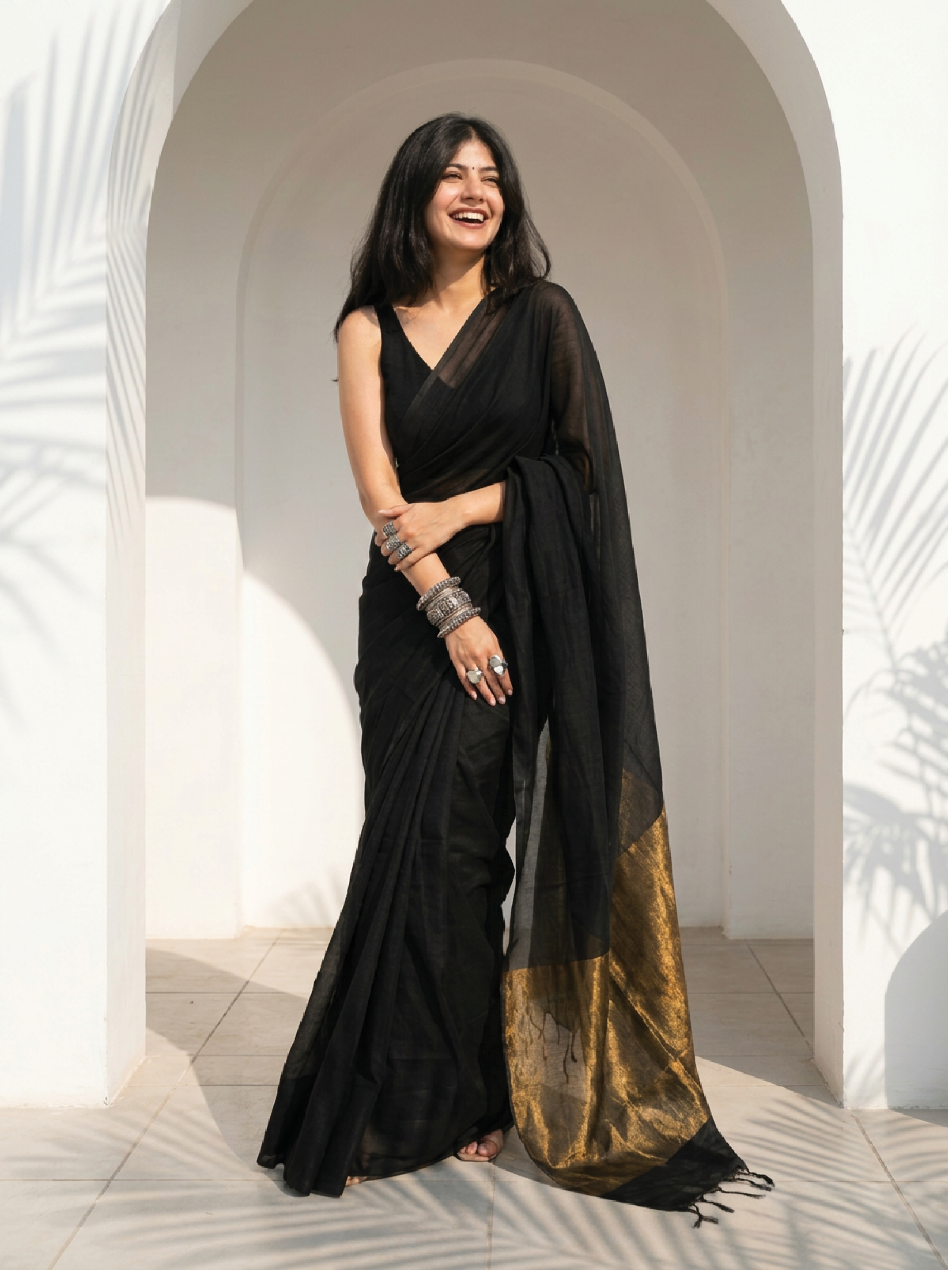 Pank Cotton Saree