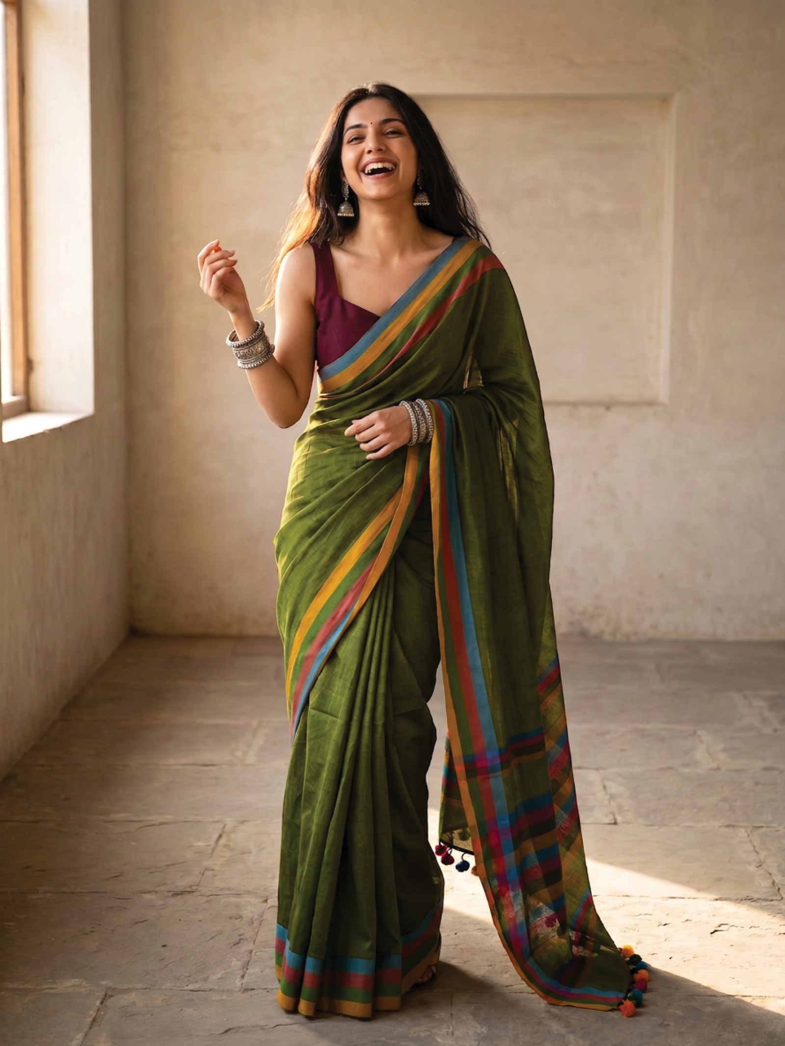Mehendi Cotton Saree