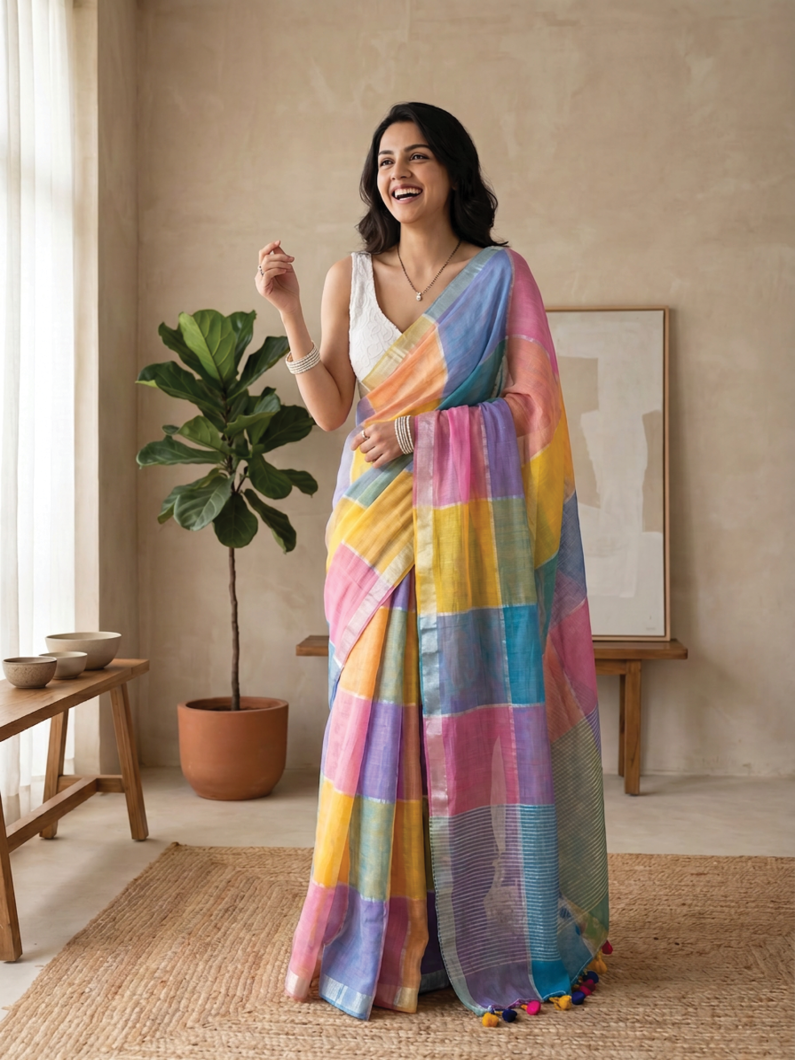 Hawa Si Halki Linen Saree