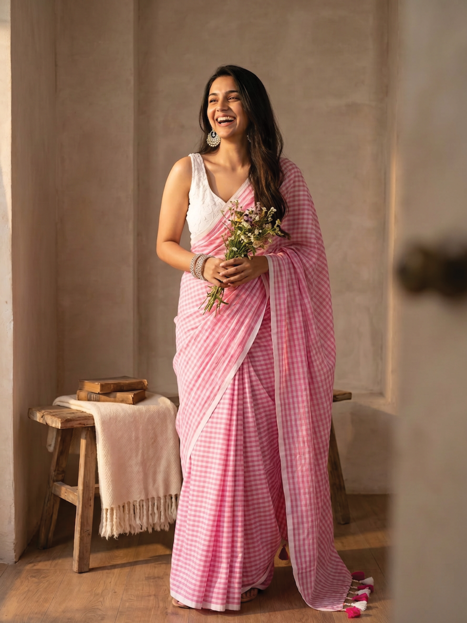 Isha Checks Mulmul Saree