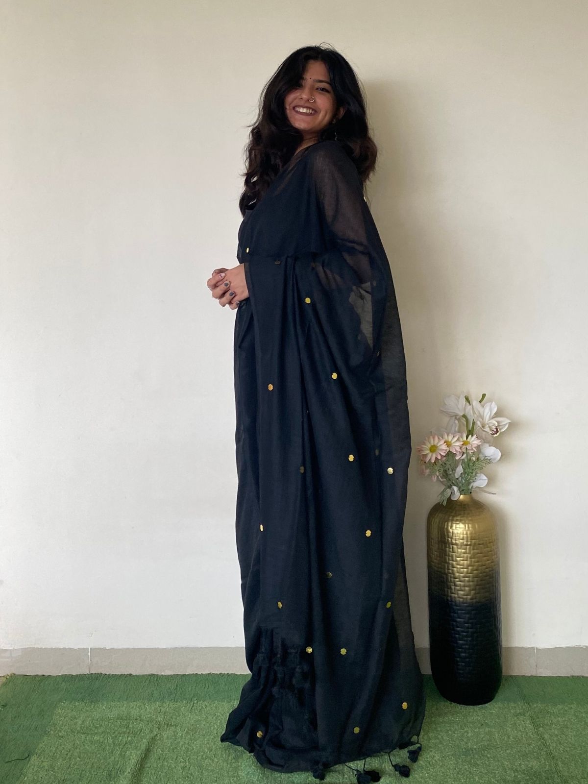 Midnight Khadi Cotton Saree