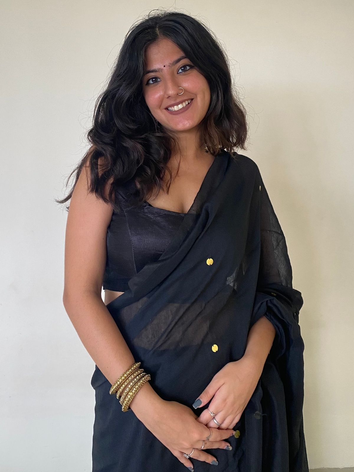 Midnight Khadi Cotton Saree