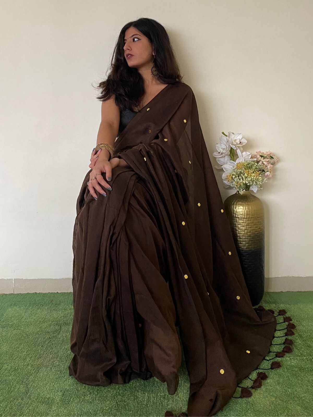 Brownie Khadi Cotton Saree