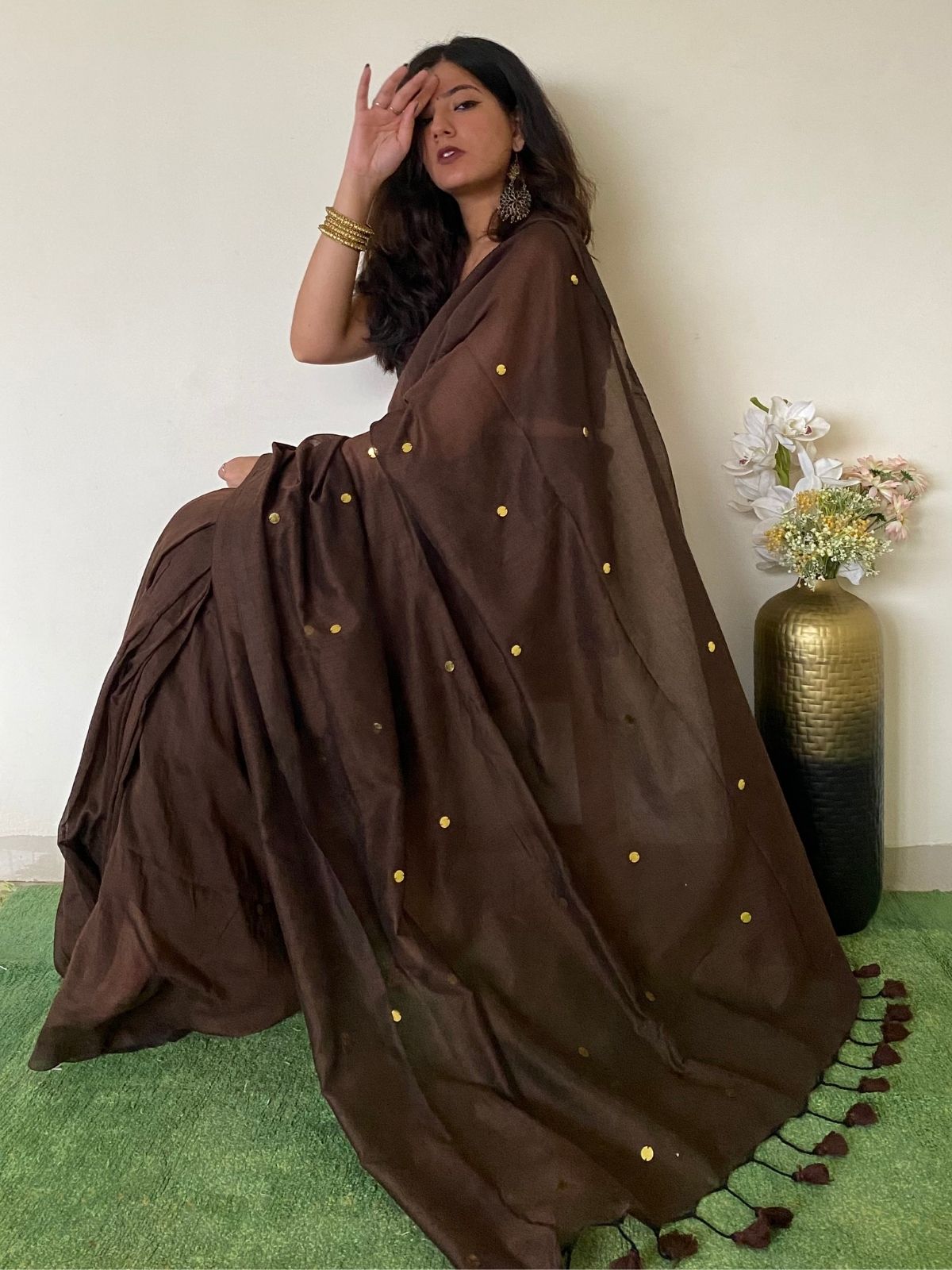 Brownie Khadi Cotton Saree