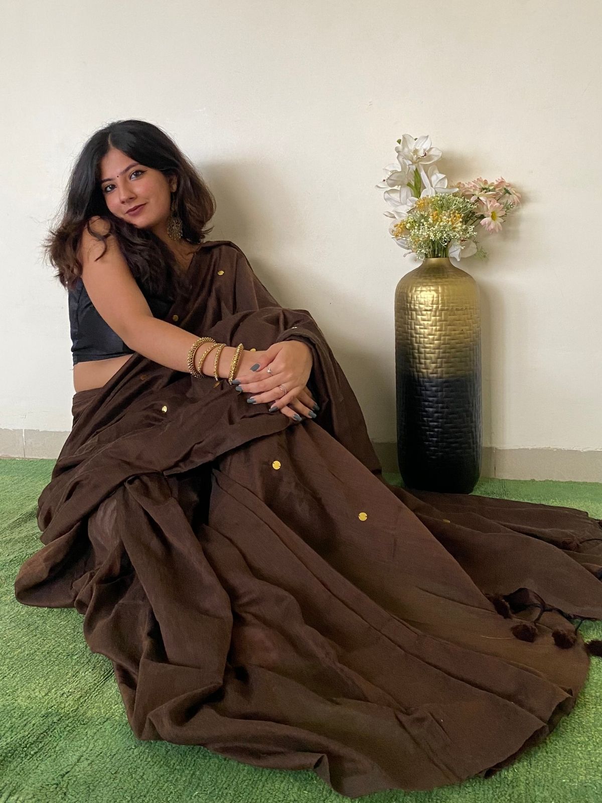 Brownie Khadi Cotton Saree