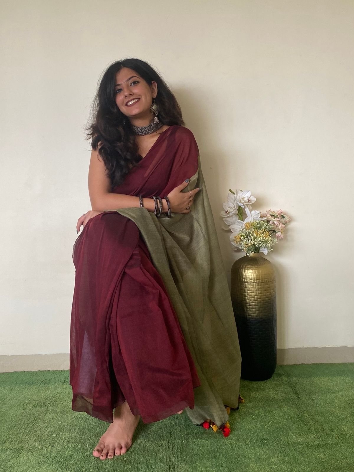 Ruby Khadi Cotton Saree