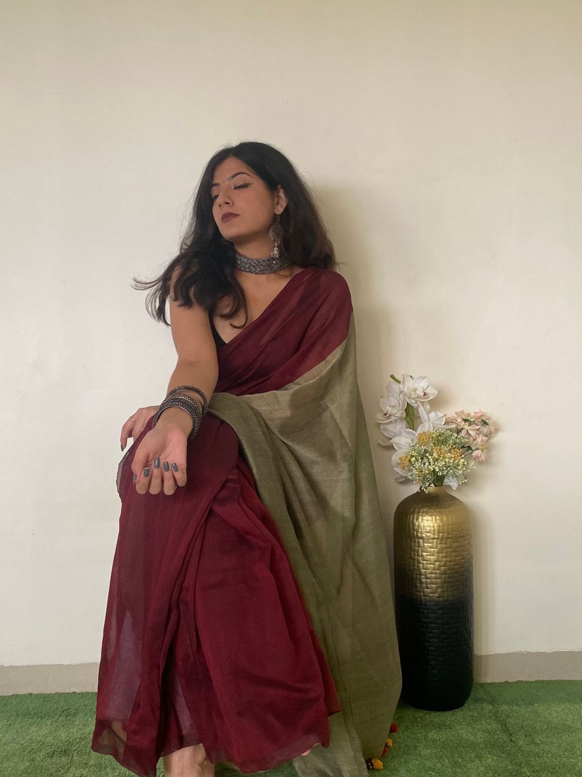 Ruby Khadi Cotton Saree