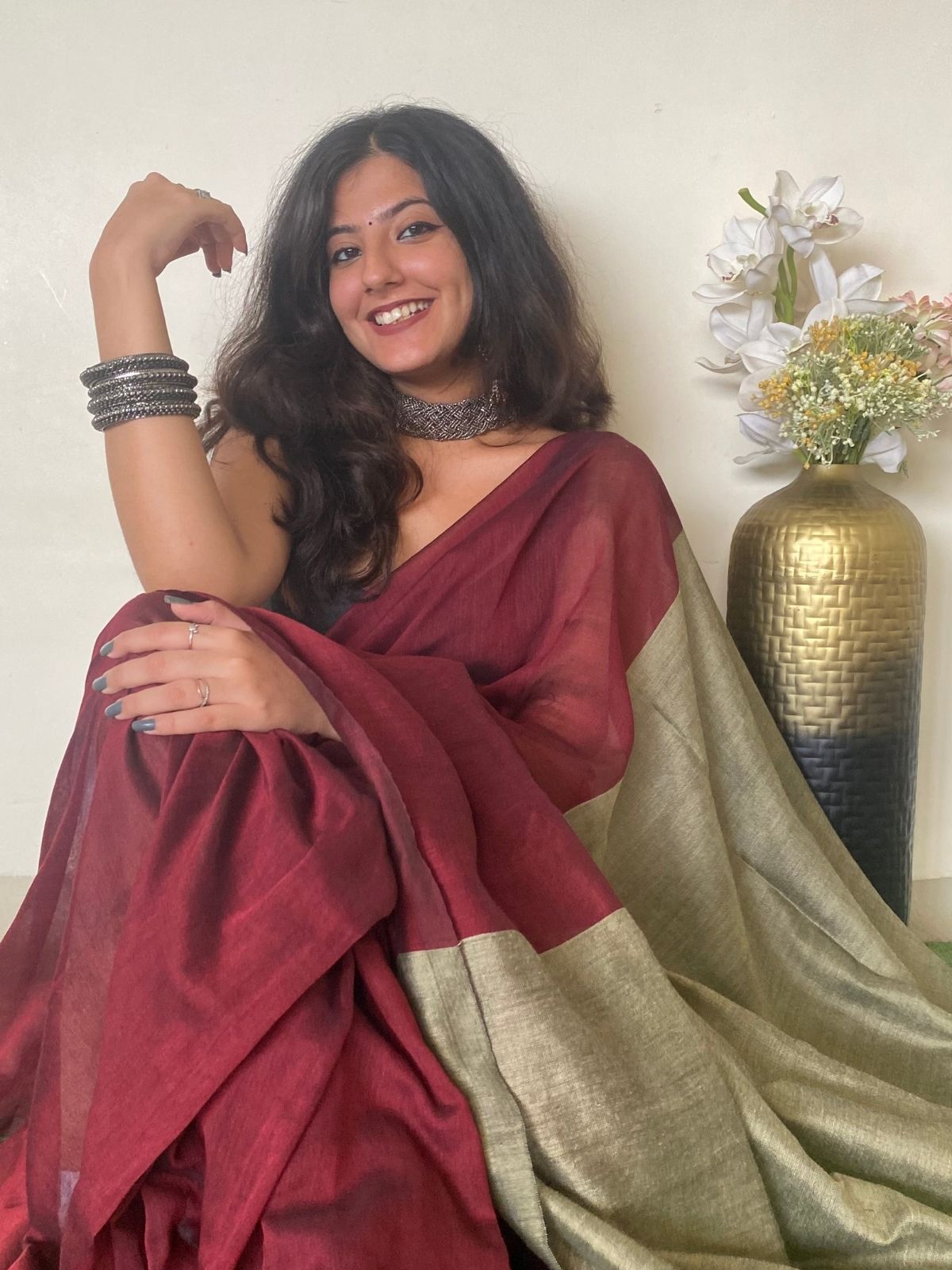 Ruby Khadi Cotton Saree