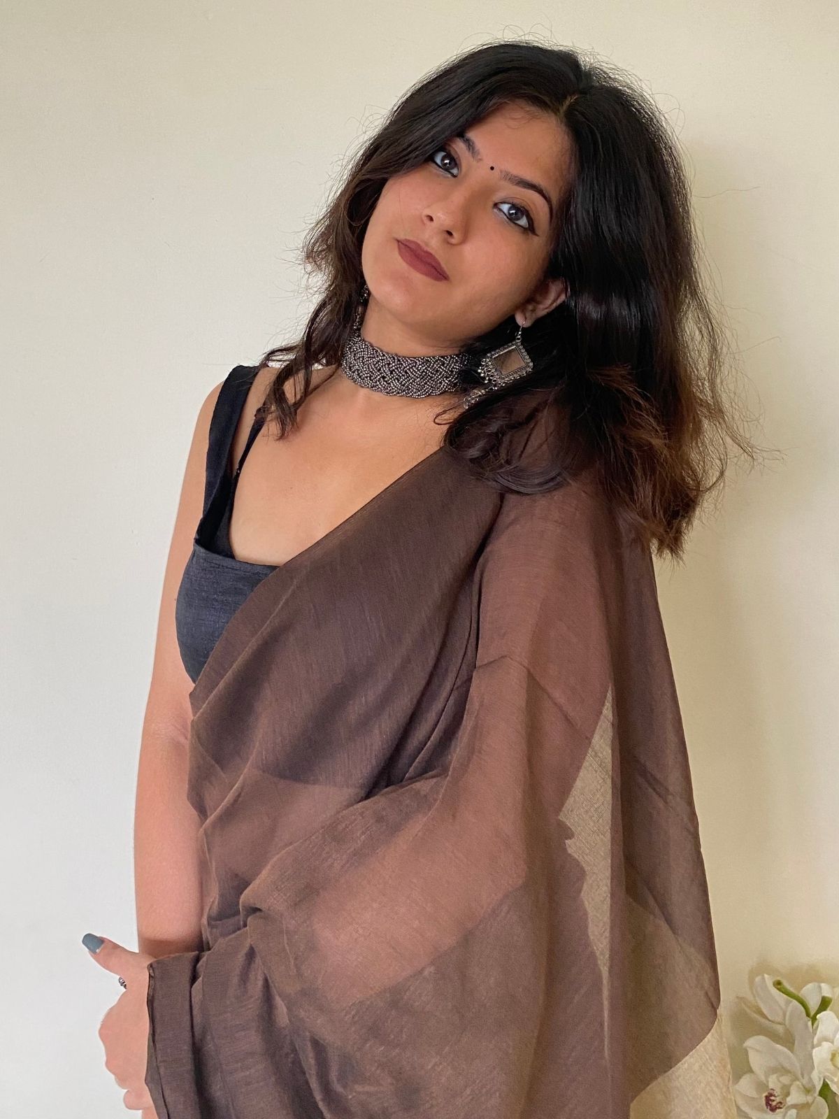 Choco Love Khadi Cotton Saree