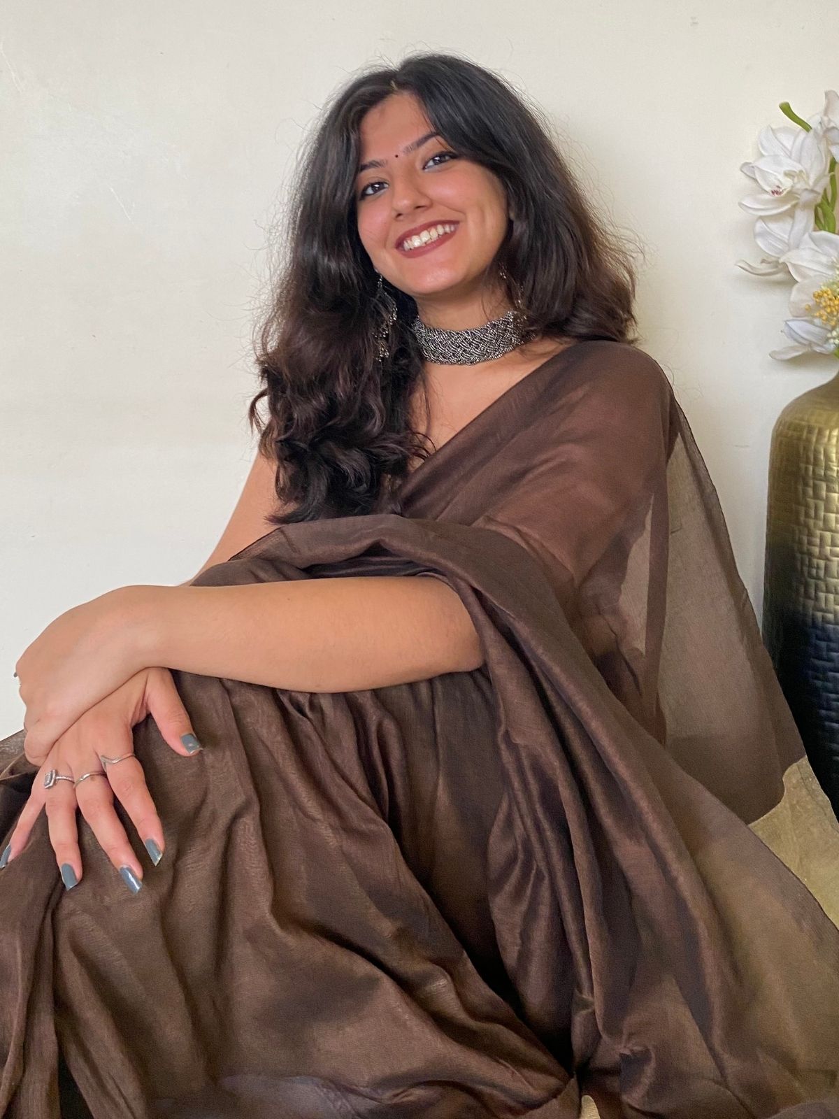Choco Love Khadi Cotton Saree