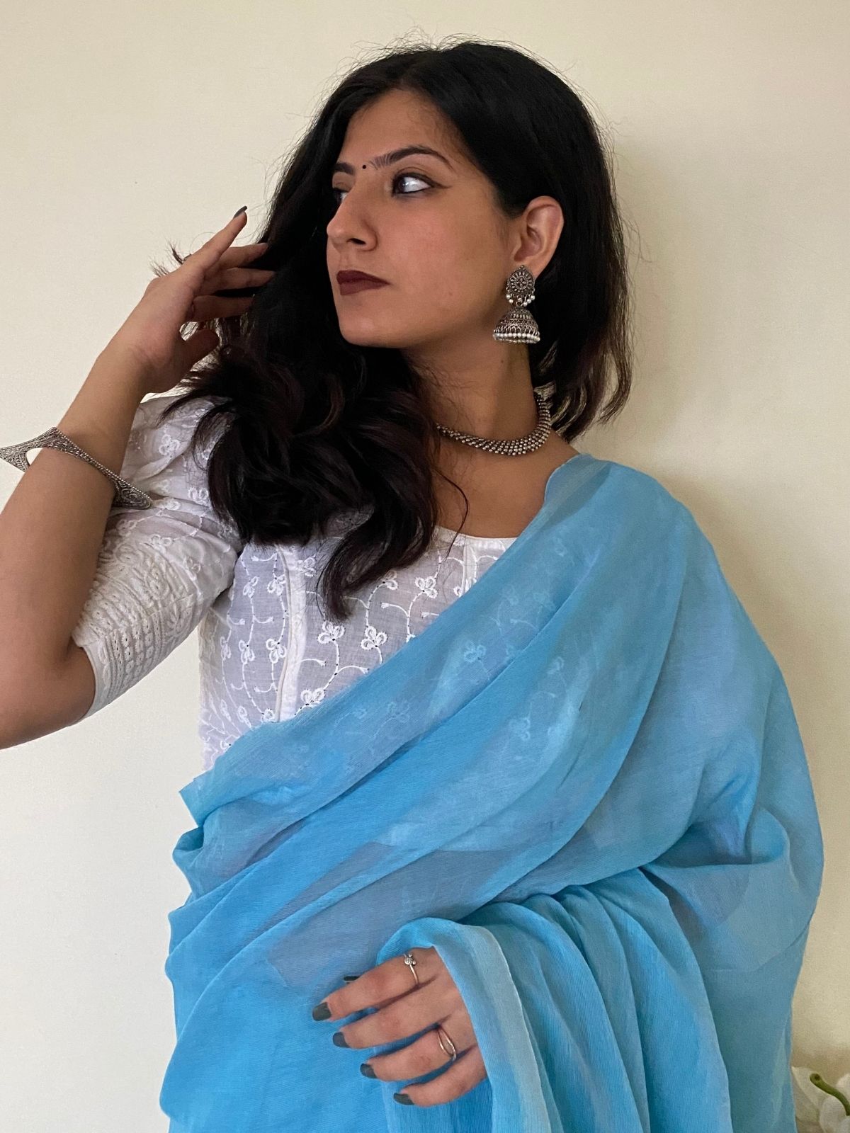 Aquamarine Khadi Cotton Saree