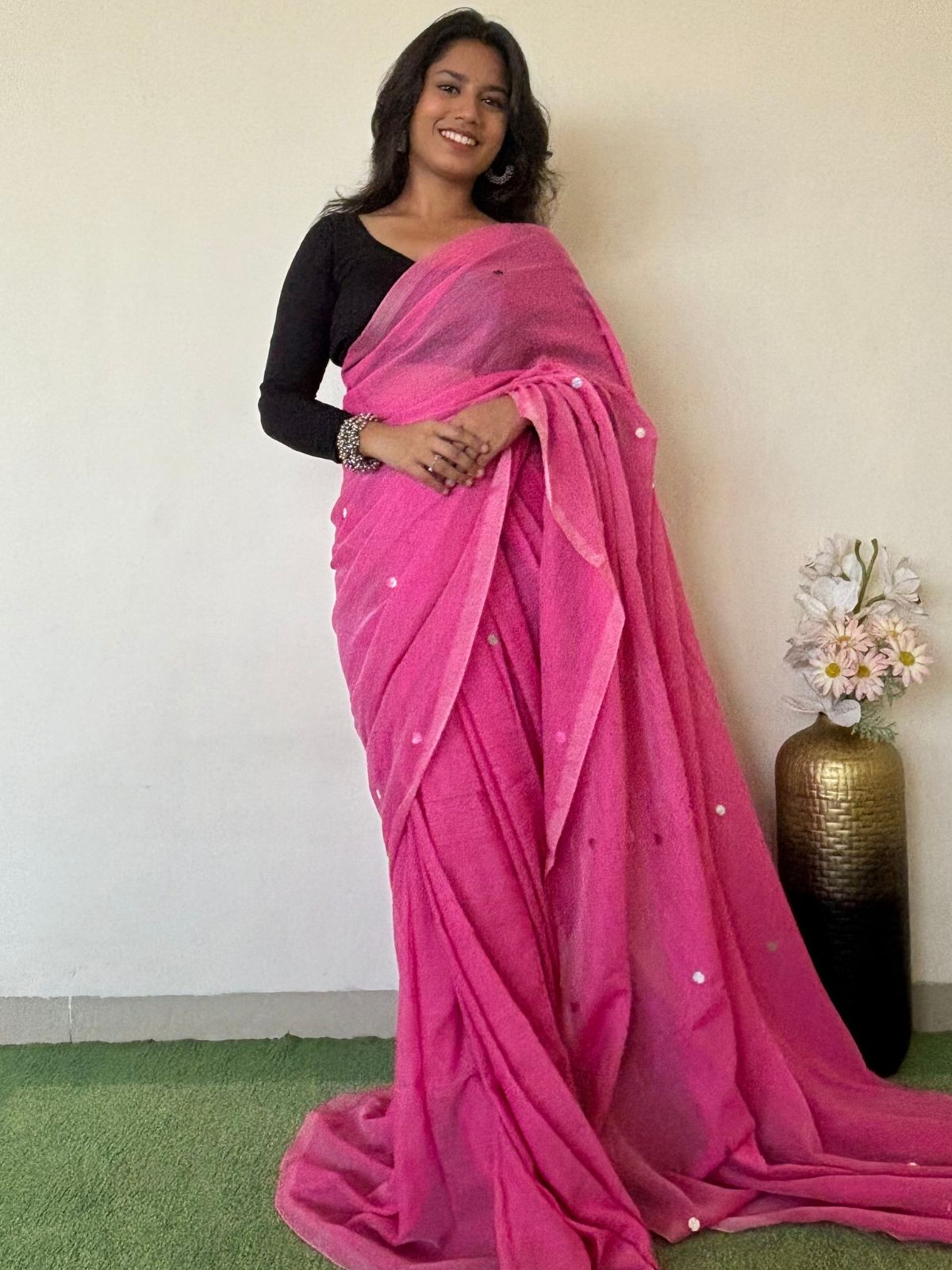 Casual Wear Ladies Pink Color Printed Cotton Saree, With Blouse Piece, 6.5  m at Rs 999 in Jaipur