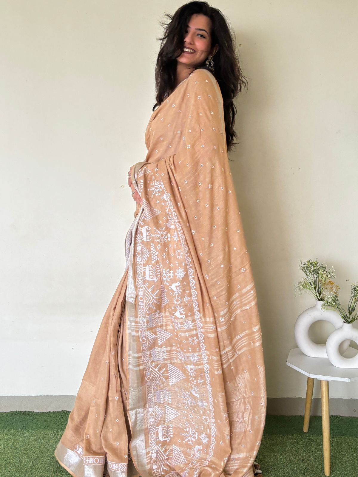 Sui Dhaga Warli Print Saree