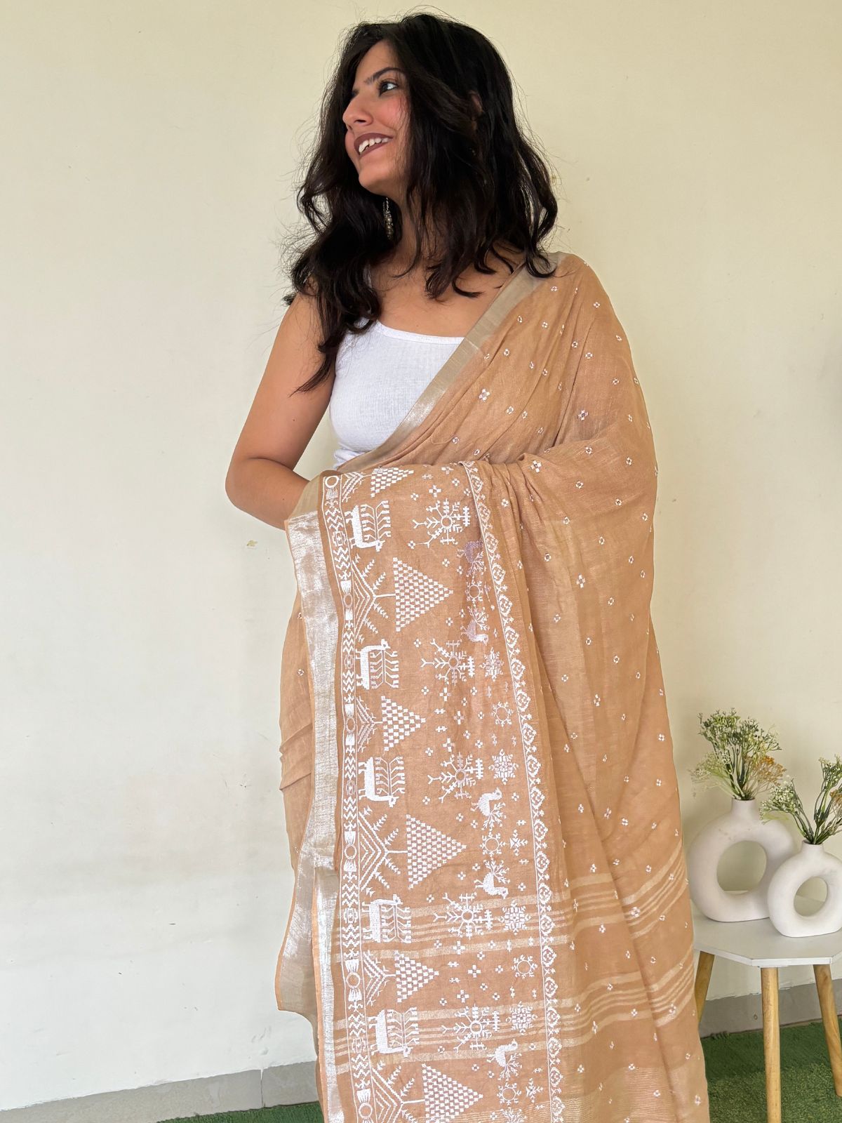 Sui Dhaga Warli Print Saree