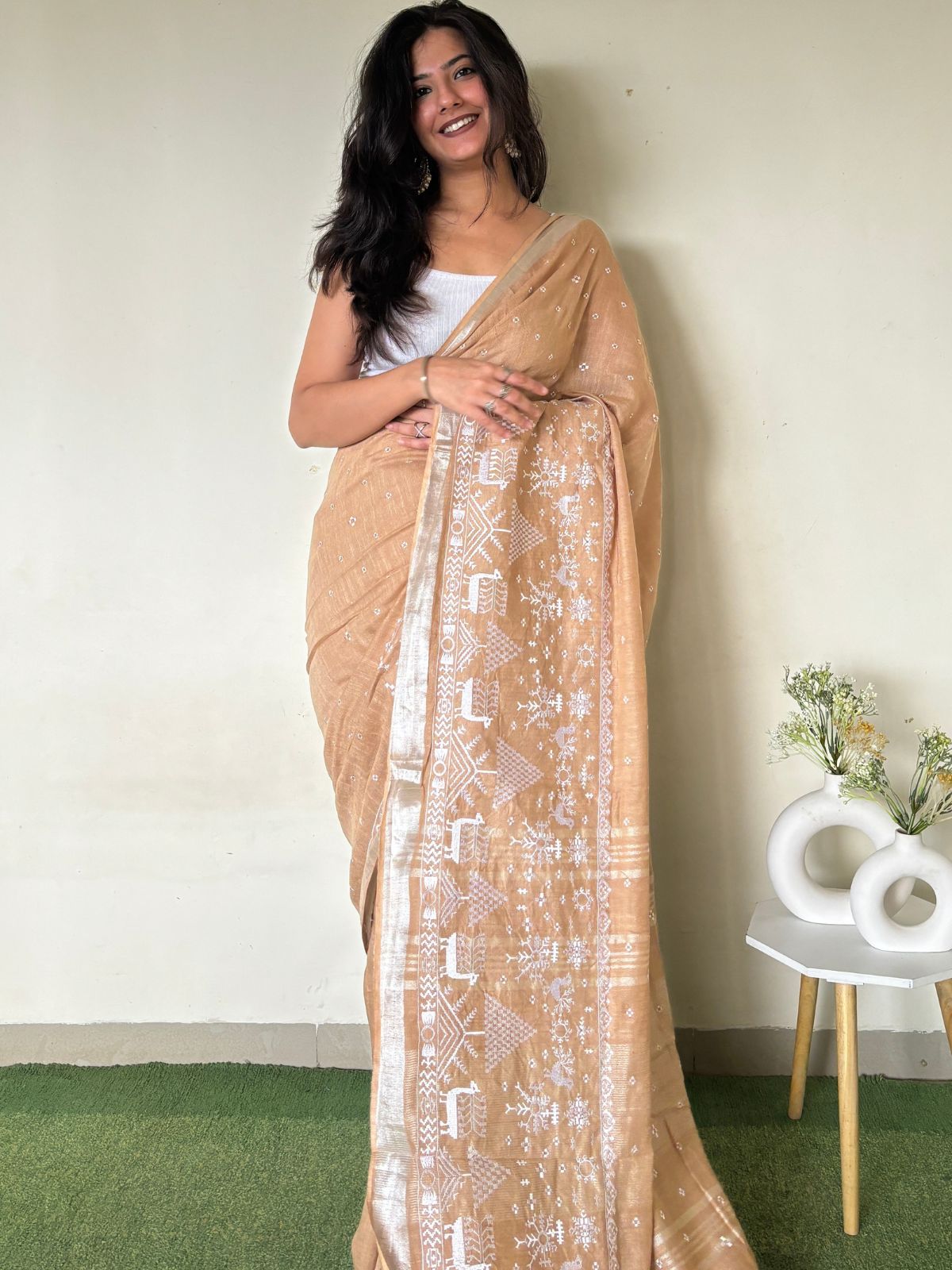 Sui Dhaga Warli Print Saree