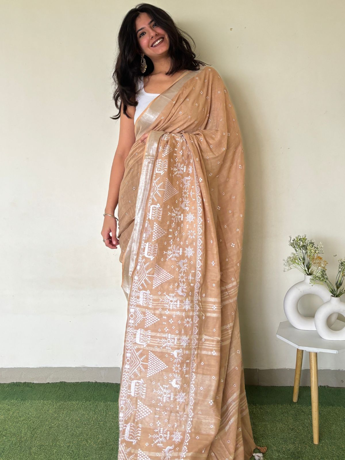 Sui Dhaga Warli Print Saree