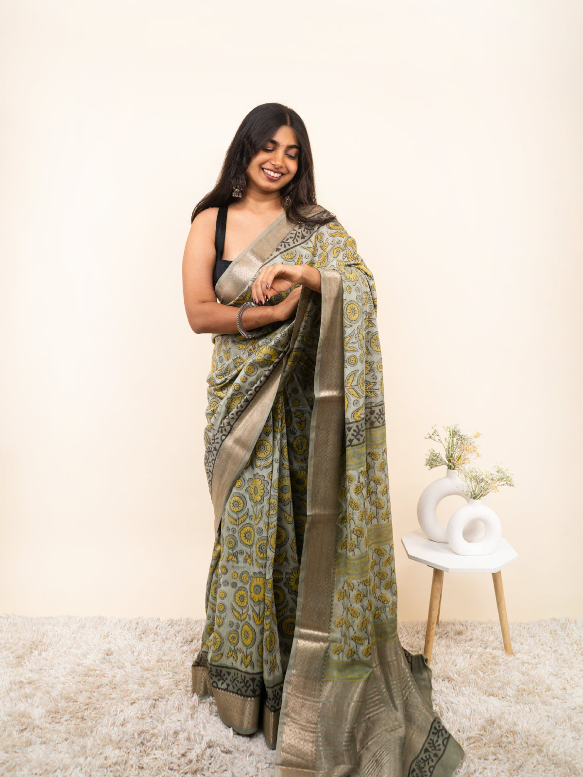 Dusky Glow Maheshwari Cotton Silk saree