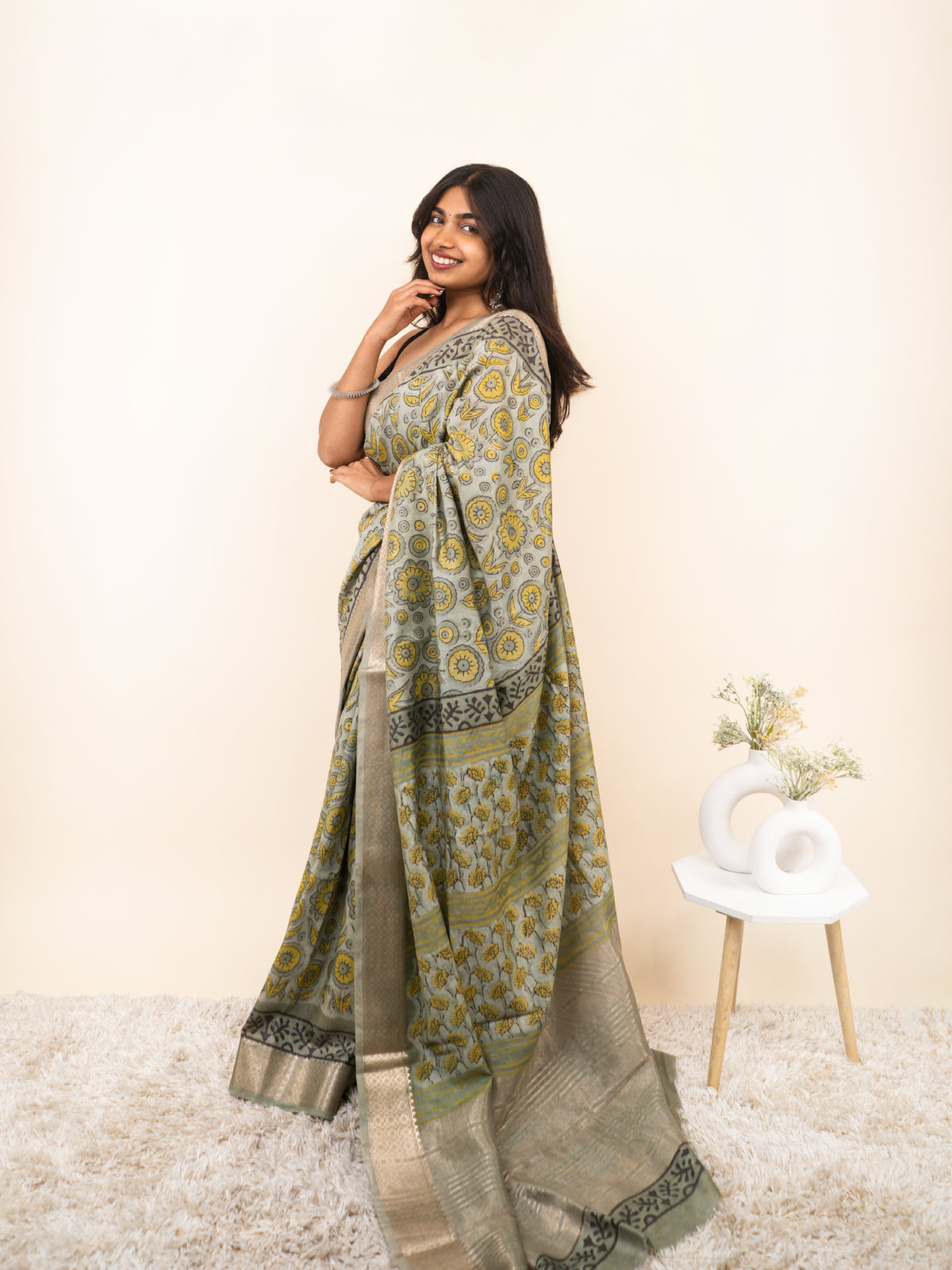 Dusky Glow Maheshwari Cotton Silk saree