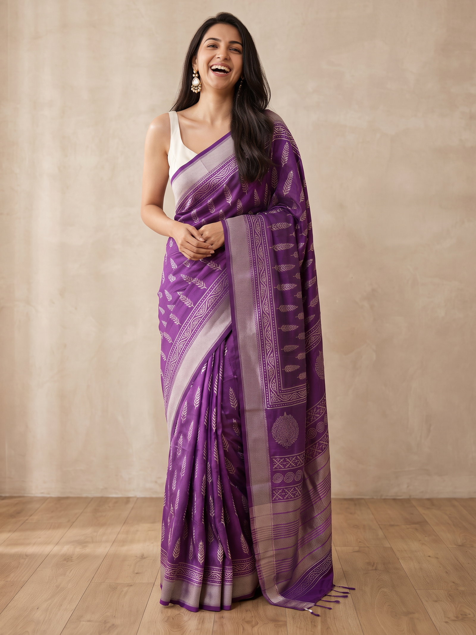 Royal Orchid Maheshwari Cotton Silk Saree
