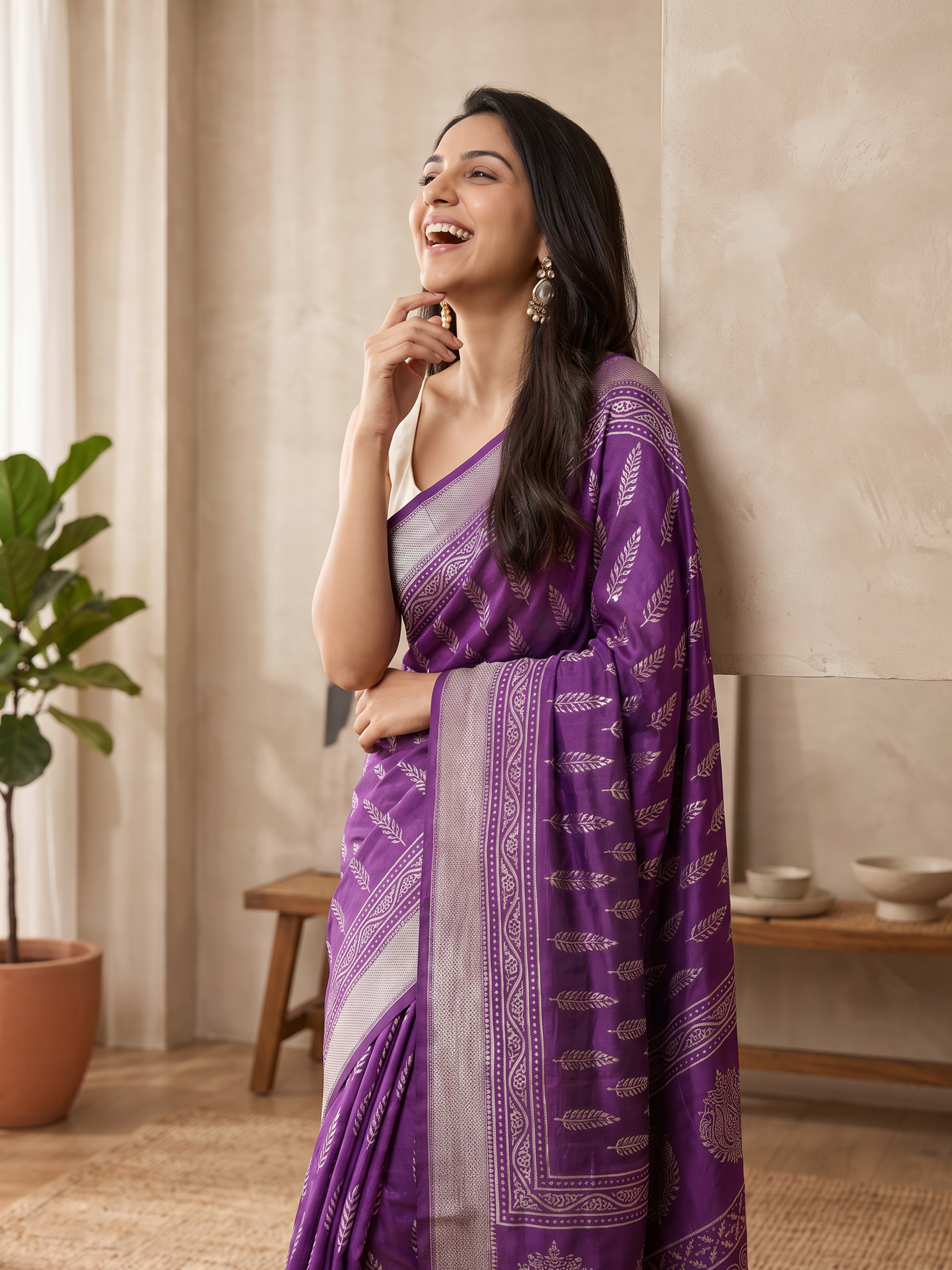 Royal Orchid Maheshwari Cotton Silk Saree